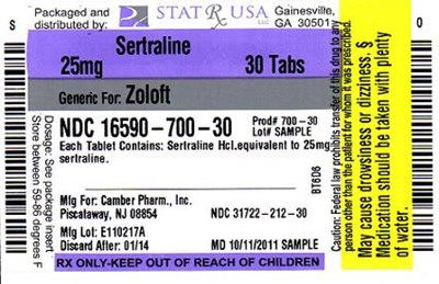 SERTRALINE 25MG LABEL.jpg Label Image 25 mg - SERTRALINE 25MG LABEL